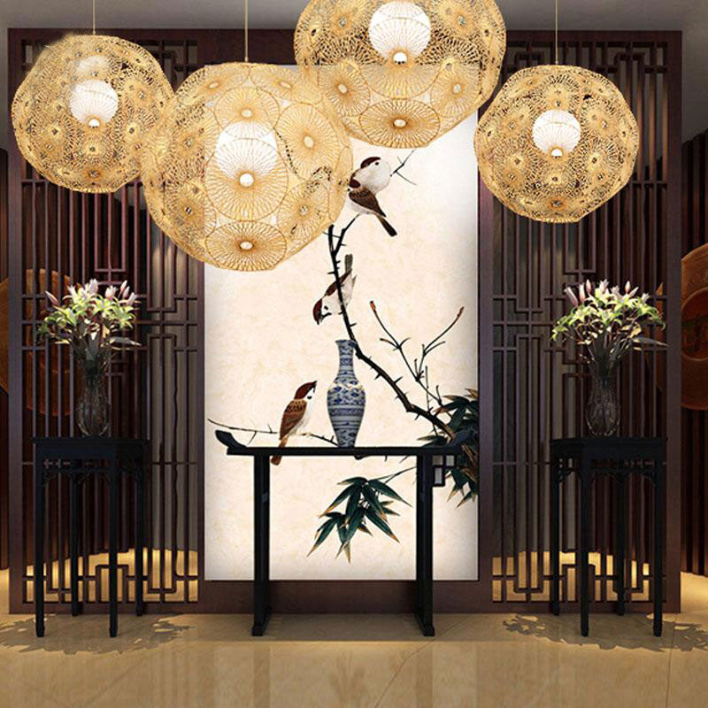 Bamboo Wicker Rattan Round Globe Ball By Artisan Living-6