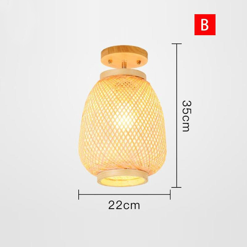 Natural Bamboo Wicker Rattan Shade Ceiling Light By Artisan Living-7