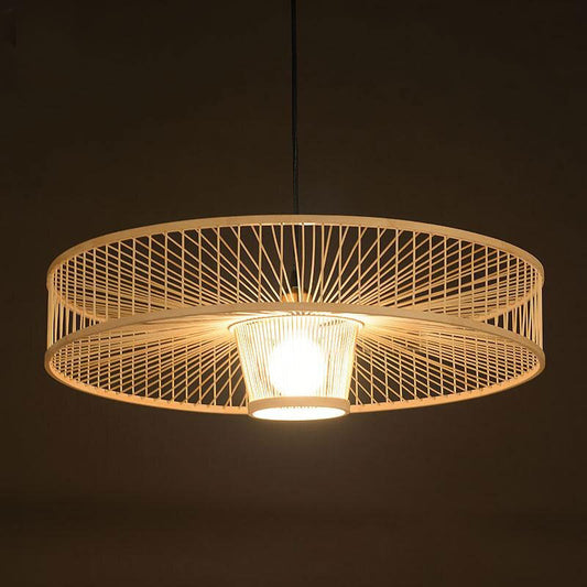 Bamboo Wicker Rattan Pendant Light By Artisan Living-AL12256 | ModishStore | Pendant Lamps