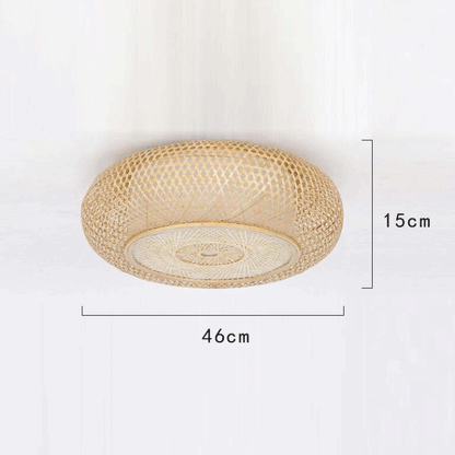 Bamboo Wicker Rattan Round Ripple Ceiling Light By Artisan Living-6