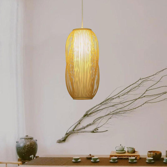 Bamboo PVC Lantern Shade Pendant Light By Artisan Living | ModishStore | Pendant Lamps