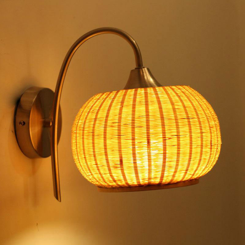 Bamboo Wicker Rattan Fruit Shade Wall Light By Artisan Living-6