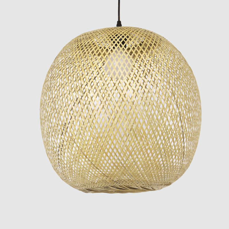 Bamboo Wicker Rattan Round Lantern Pendant Light By Artisan Living-6
