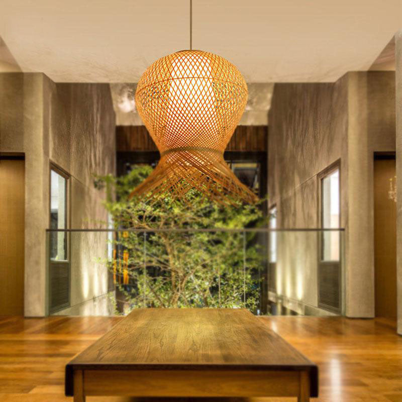 Bamboo Wicker Rattan Pendant Light By Artisan Living | ModishStore | Pendant Lamps