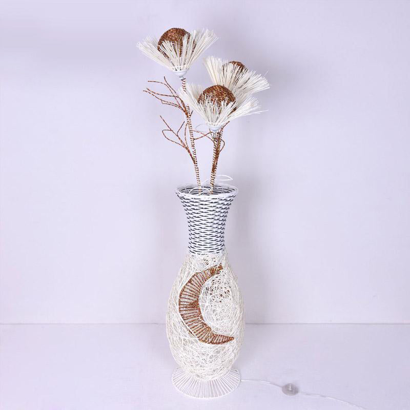 Wicker Rattan Ikebana Lampshade Floor Lamp By Artisan Living-4