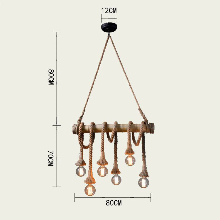 Bamboo Tube Hemp Rope Bulb Pendant Light By Artisan Living-3