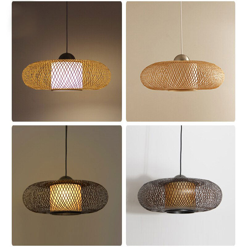 Bamboo Wicker Rattan Lantern Pendant Light By Artisan Living-2371-6
