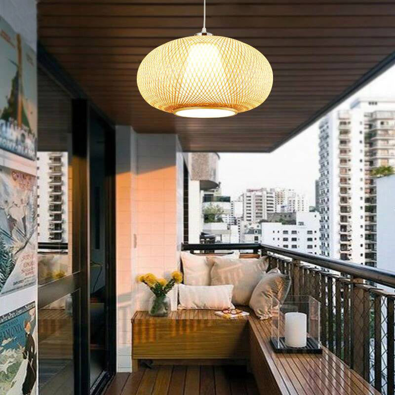 Bamboo Wicker Rattan Lantern Pendant Light By Artisan Living | ModishStore | Pendant Lamps