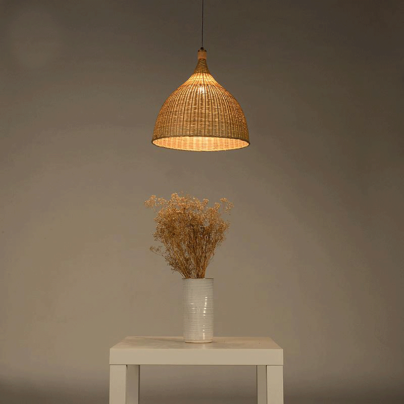 Handmade Bamboo Rattan Round Basket Shade Pendant Light By Artisan Living-6