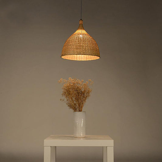Handmade Bamboo Rattan Round Basket Shade Pendant Light By Artisan Living | ModishStore | Pendant Lamps
