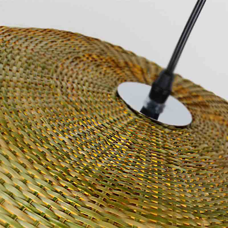 Bamboo Wicker Rattan Round Cage Shade Pendant Light By Artisan Living-3