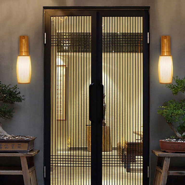 Bamboo Wicke Rattan Lantern Shade Wall Lamp By Artisan Living-6