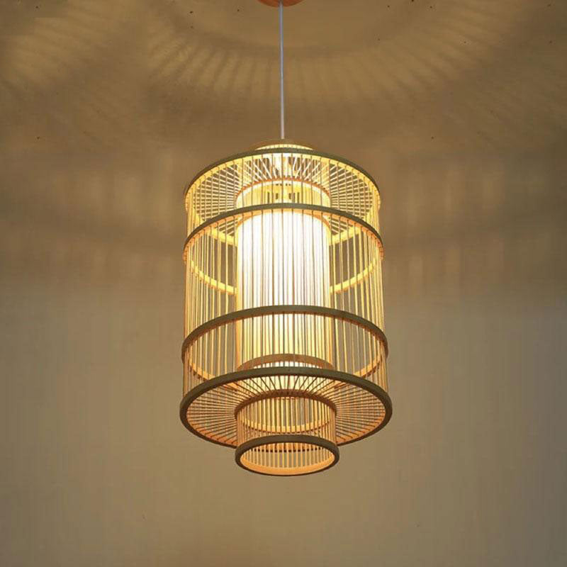Bamboo Wicker Rattan Lantern Shade Pendant Light By Artisan Living-3