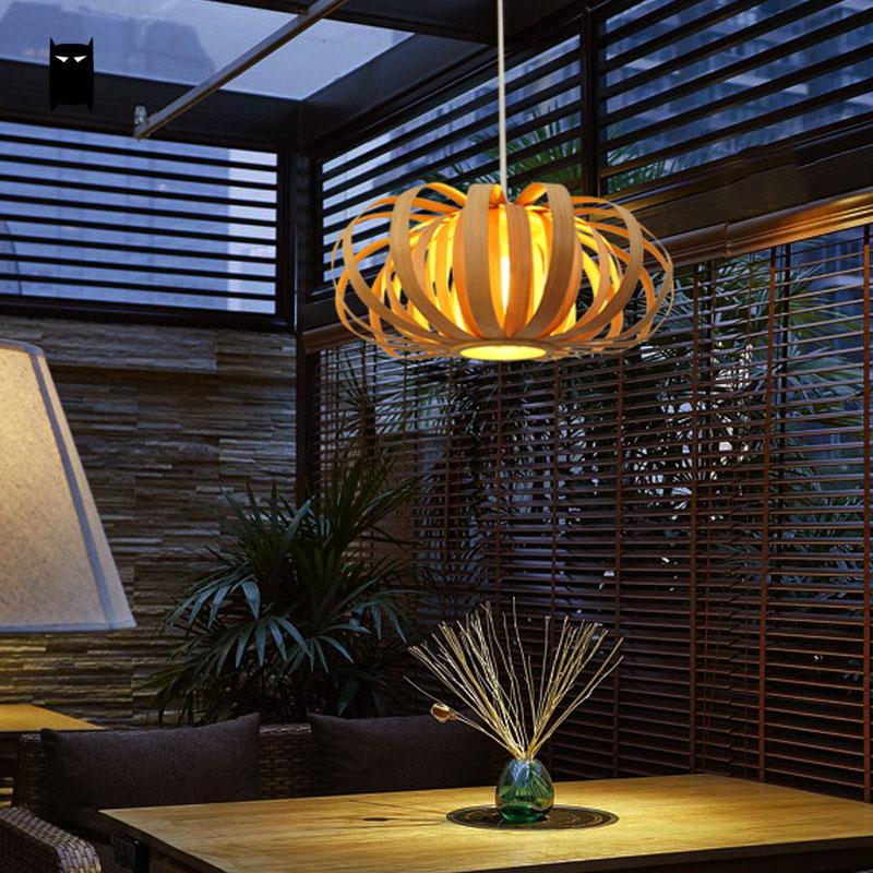 Bamboo Wicker Rattan Pumpkin Shade Pendant Light By Artisan Living-6