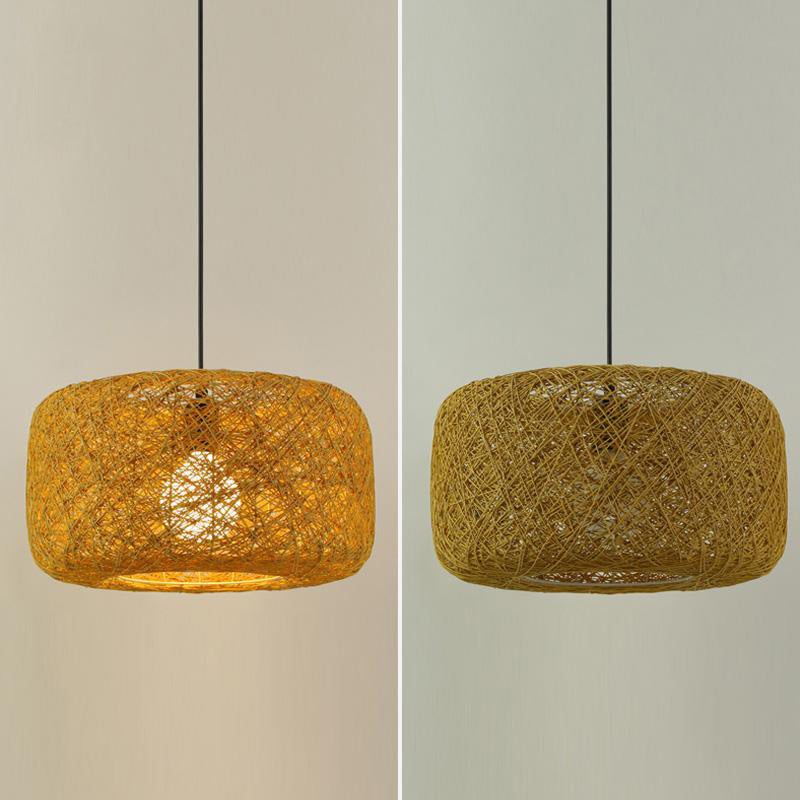 Round Wicker Rattan Shade Nest Pendant Light By Artisan Living-3