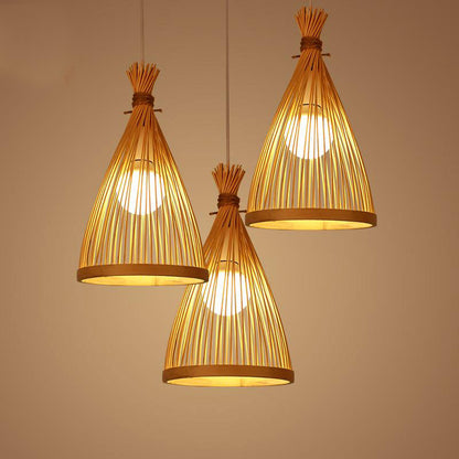 Bamboo Wicker Rattan Cage Pendant Light By Artisan Living | ModishStore | Pendant Lamps