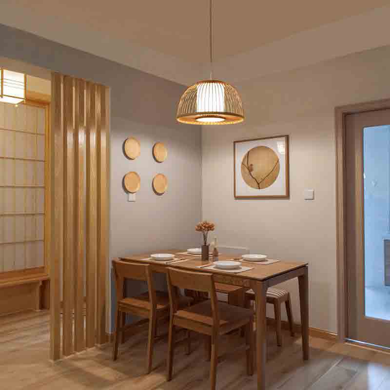 Round Bamboo Wicker Rattan Shade Cover Pendant Light By Artisan Living | ModishStore | Pendant Lamps