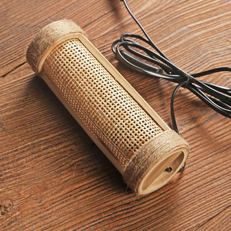 Bamboo Wicker Rattan Tube Shade Table Lamp By Artisan Living-3