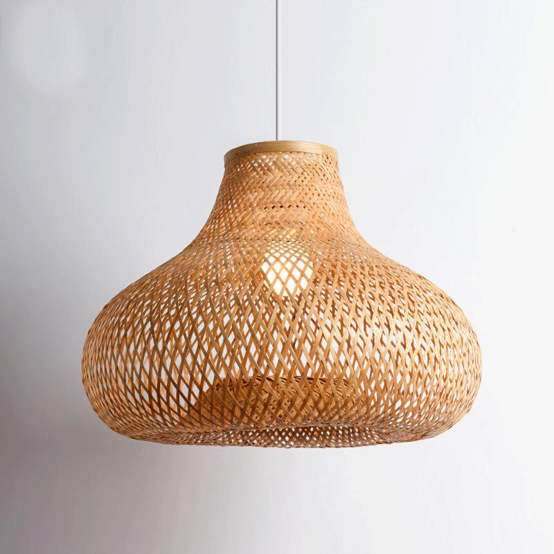 Hand Bamboo Gourd Shade Pendant Light Fixture Asian Ceiling Lamp-5
