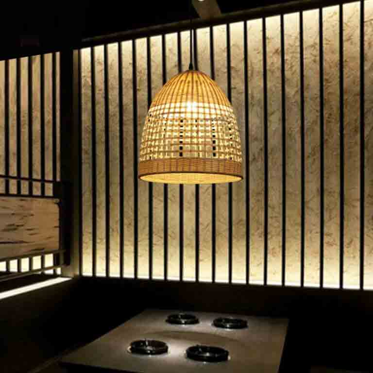 New Bamboo Wicker Rattan Basket Shade Pendant Light By Artisan Living-2