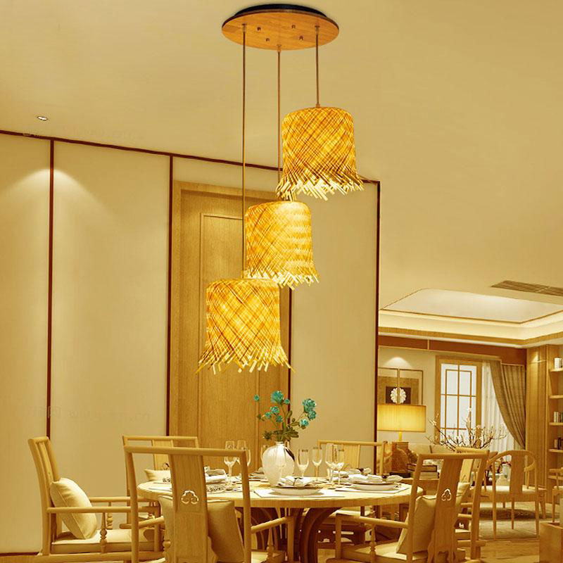 Bamboo Wicker Rattan Miss Skirt Shade Pendant Light By Artisan Living | ModishStore | Pendant Lamps