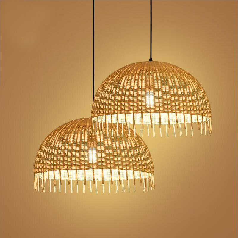 Wicker Rattan Shade Pendant Light By Artisan Living-12350 | ModishStore | Pendant Lamps
