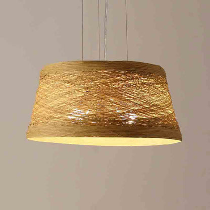 White Yellow Wicker Rattan Lampshade Pendant Light By Artisan Living | ModishStore | Pendant Lamps