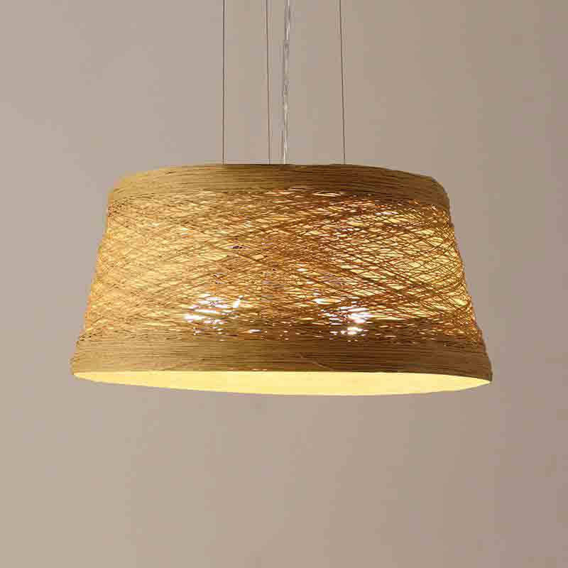 White Yellow Wicker Rattan Lampshade Pendant Light By Artisan Living | ModishStore | Pendant Lamps