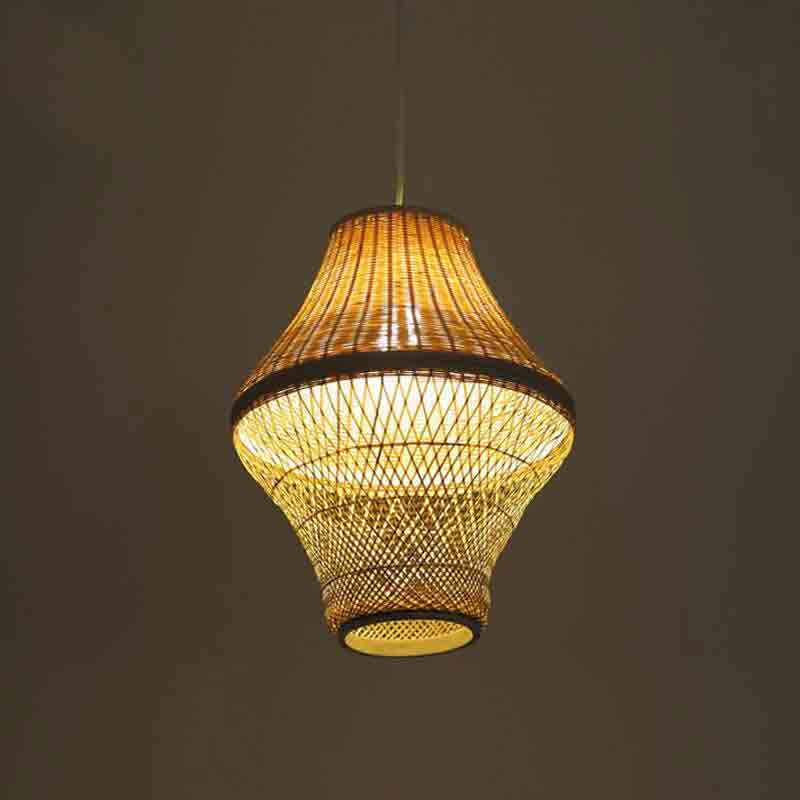 Bamboo Wicker Rattan Lantern Pendant Light By Artisan Living-12228 | ModishStore | Pendant Lamps