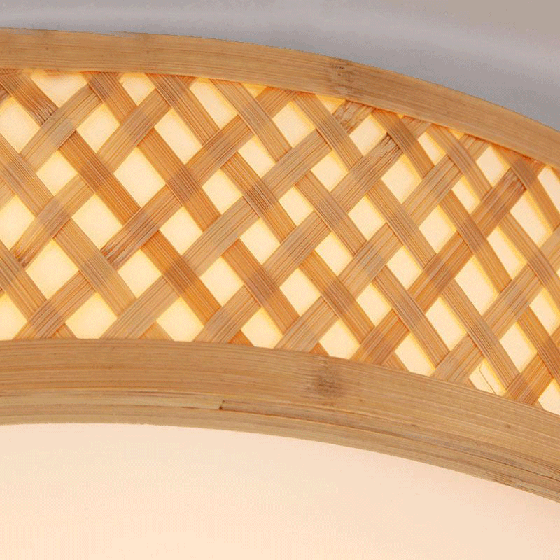 Round Bamboo Wicker Rattan Acrylic LED Ceiling Light by Artisan Living-5