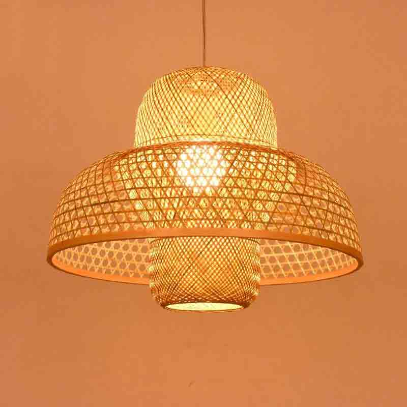 Bamboo Wicker Rattan Castte Shade Pendant Light By Artisan Living-4