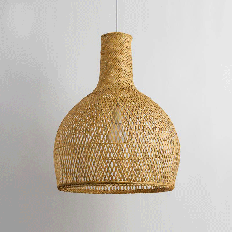Bamboo Wicker Rattan Cage Lantern Shade Pendant Light By Artisan Living-4