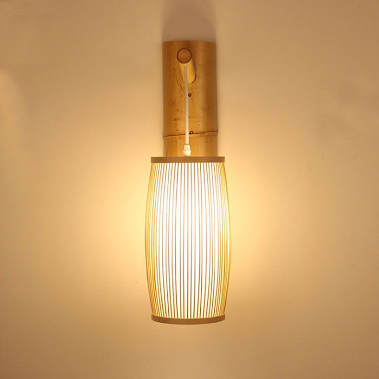 Bamboo Wicke Rattan Lantern Shade Wall Lamp By Artisan Living-3
