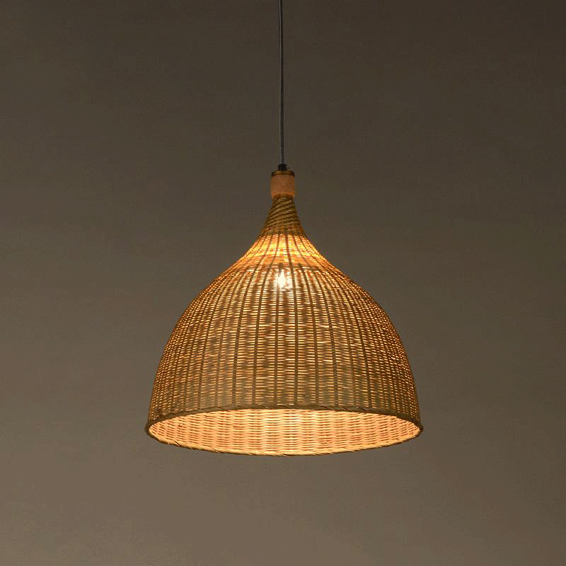 Handmade Bamboo Rattan Round Basket Shade Pendant Light By Artisan Living-2