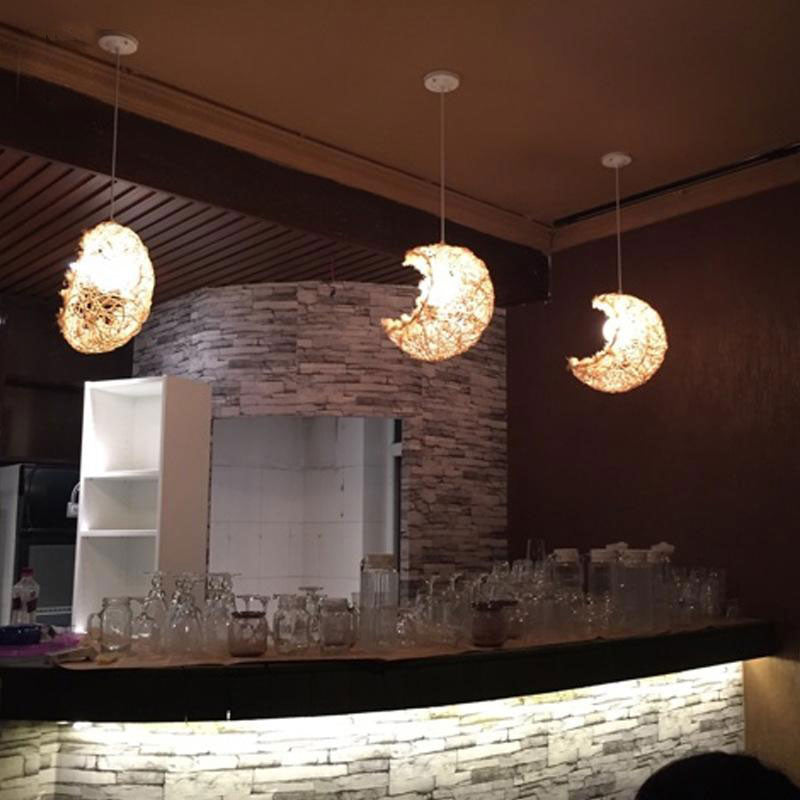 Wicker Rattan Shade Moon Pendant Light By Artisan Living-7