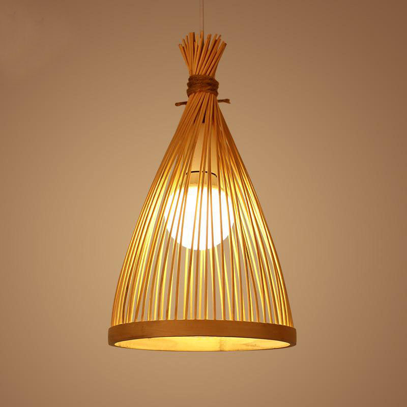 Bamboo Wicker Rattan Cage Pendant Light By Artisan Living-5