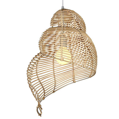 Natural Wicker Rattan Shade Snail Pendant Light By Artisan Living | ModishStore | Pendant Lamps
