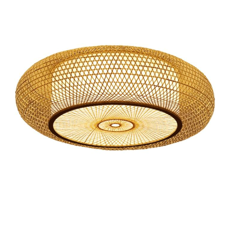 Bamboo Wicker Rattan Round Ripple Ceiling Light By Artisan Living-2
