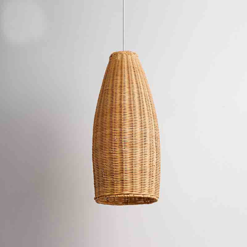 Long Wicker Rattan Lantern Shade Pendant Light By Artisan Living-4