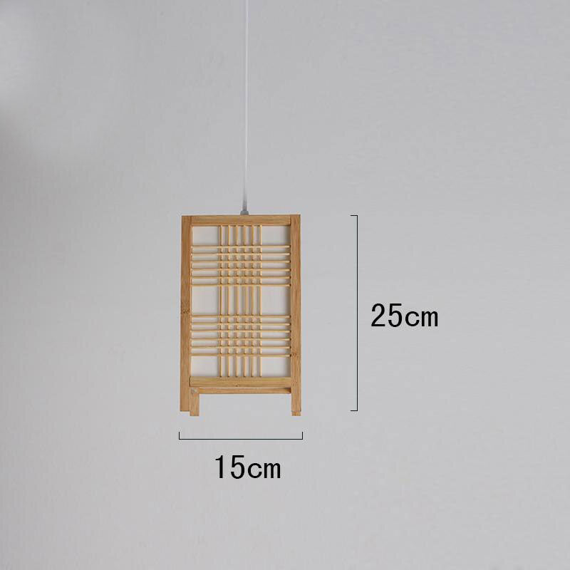 Bamboo Wicker Rattan Square Grid Shade Pendant Light By Artisan Living-6