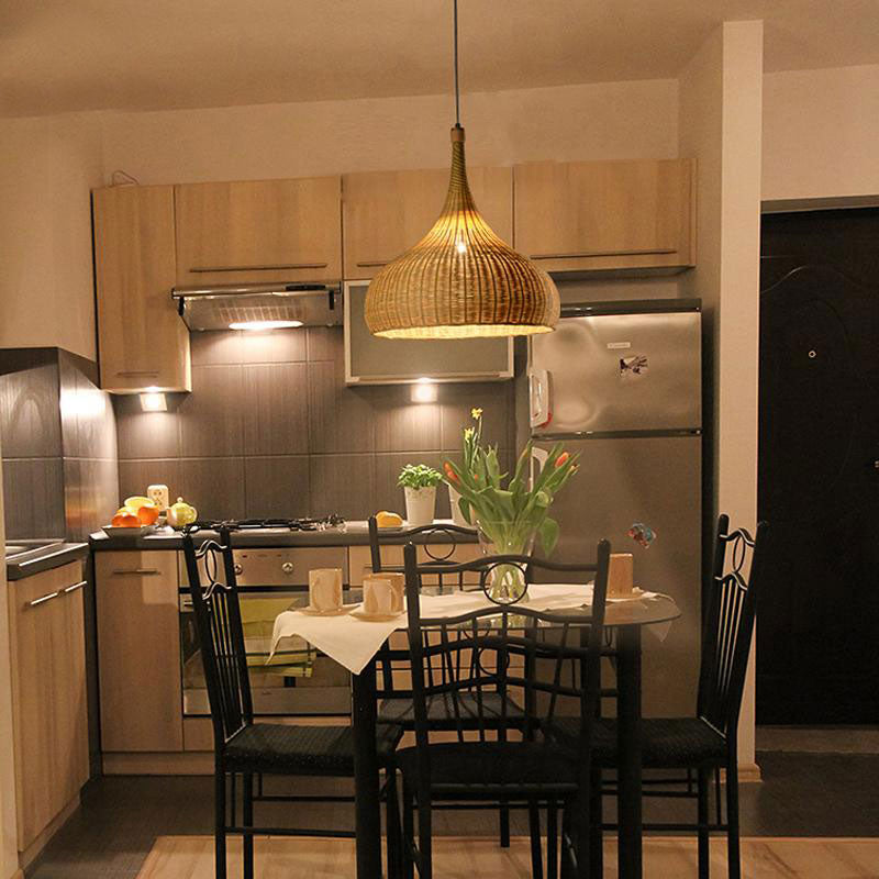 Bamboo Wicker Shade Rattan Fixtures Pendant Lights By Artisan Living-5