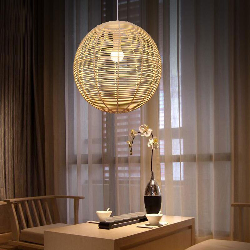 Wicker Rattan Ball Globe Sphere Shade Pendant Light By Artisan Living-6