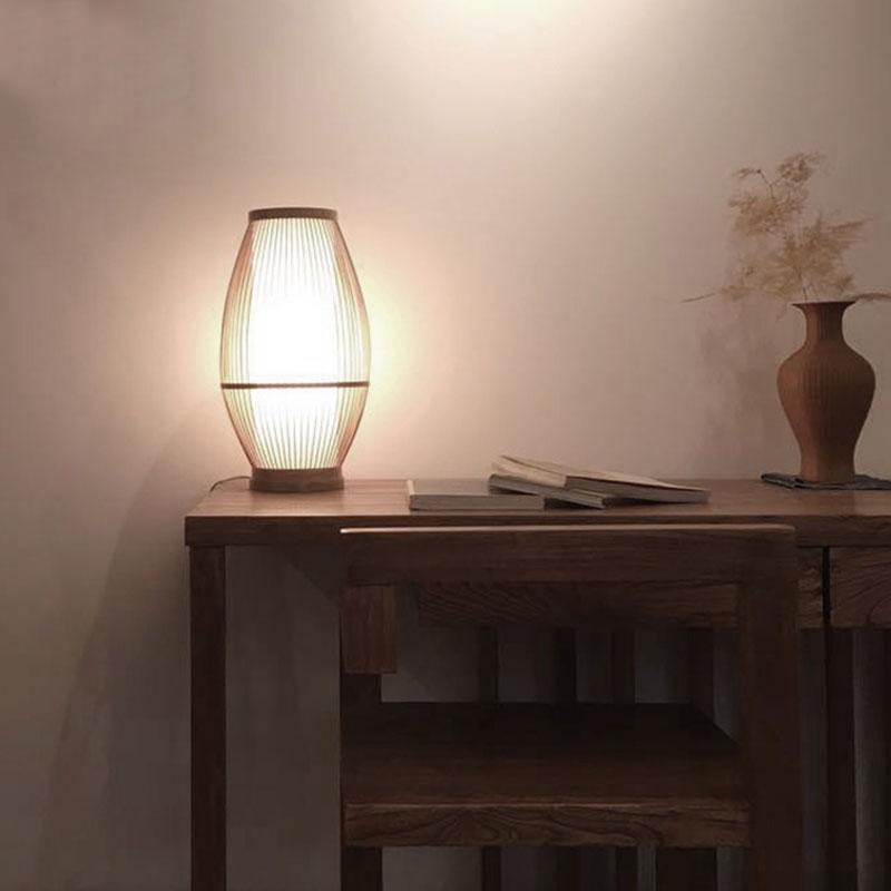 Bamboo Wicker Rattan Tambour Table Lamp By Artisan Living-2