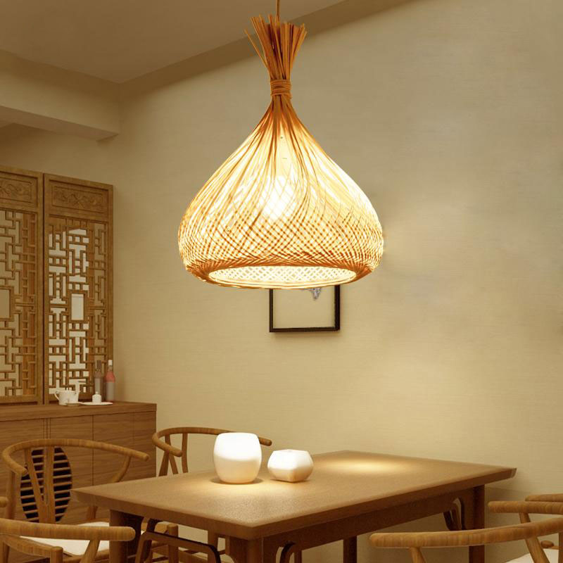 Bamboo Wicker Rattan Bag Shade Pendant Light By Artisan Living-7
