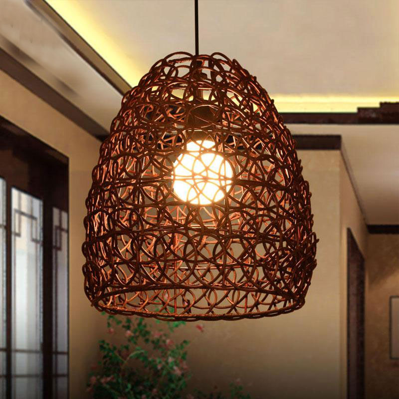 Wicker Rattan Shade Pendant Light By Artisan Living-12183 | ModishStore | Pendant Lamps