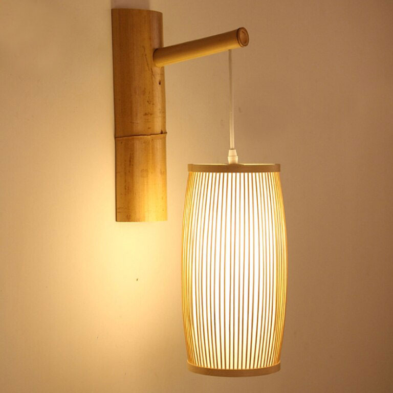 Bamboo Wicke Rattan Lantern Shade Wall Lamp By Artisan Living-4