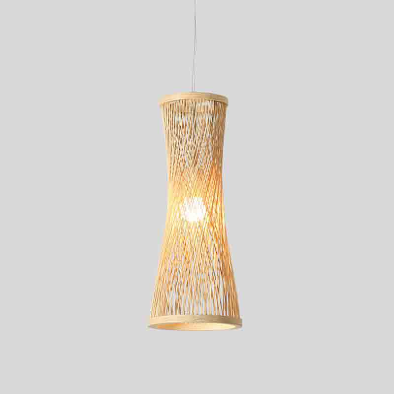 Bamboo Wicker Rattan Bugle Shade Pendant Light By Artisan Living-3