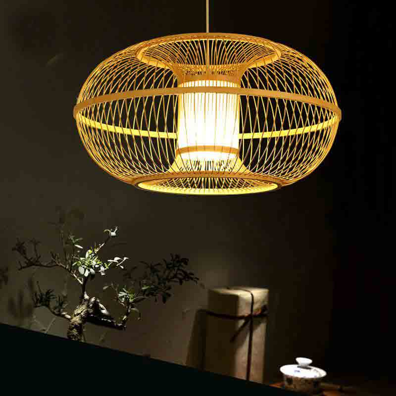Bamboo Wicker Rattan Lampshade Pendant Light By Artisan Living-5