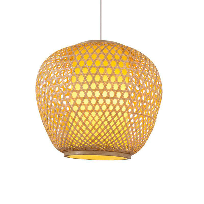 Bamboo Wicker Rattan Pail Shade Pendant Light By Artisan Living-3