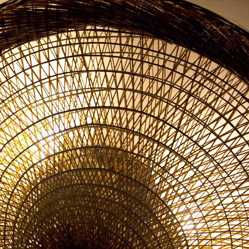 Bamboo Wicker Rattan Straw Hat Shade Ceiling Light By Artisan Living-2